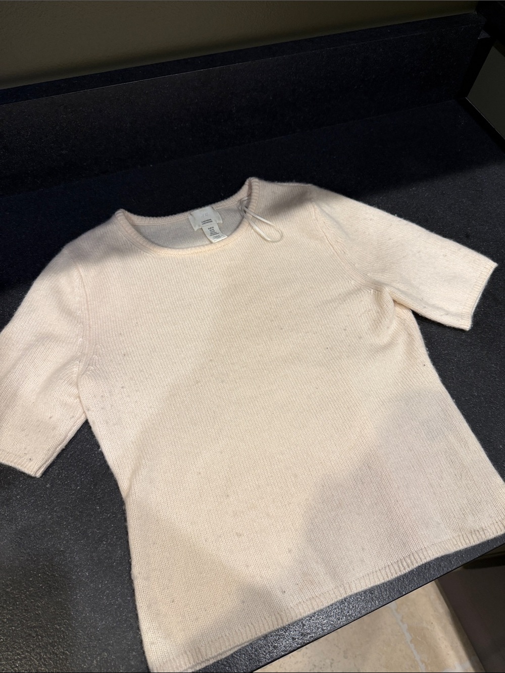 H&M Cream Short Sleeve Knit 100% cashmereTop